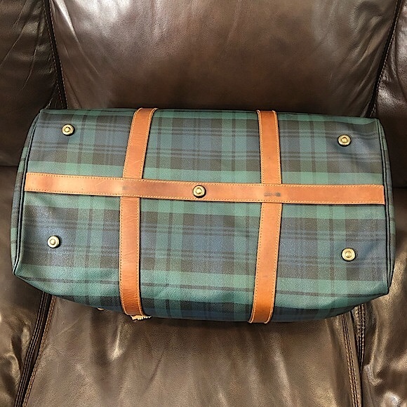 K RALPH LAUREN Black Watch Plaid Speedy Boston Travel Vacation Camp Shoulder Bag - Picture 9 of 17